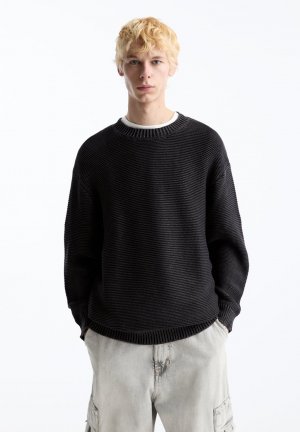 Вязаный свитер TEXTURED PULL&BEAR, цвет black Pull&Bear