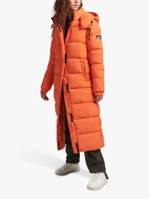Удлиненная куртка-пуховик Ripstop, оранжевая сетка Superdry