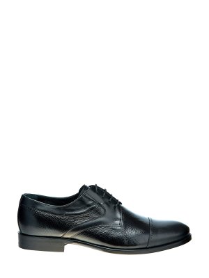 Однотонные туфли-дерби из крупнозернистой кожи с гладкими вставками MIRAGE. Цвет: черный