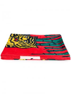 Пляжное полотенце с принтом тигра Kenzo. Цвет: красный