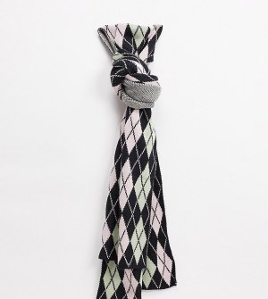Большой трикотажный шарф из жаккардовой ткани с ромбовидным орнаментом от комплекта COLLUSION Unisex-Мульти