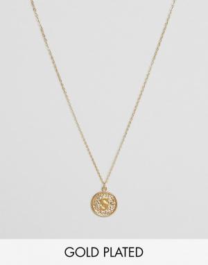 Ожерелье с инициалом S на подвеске Ottoman Hands. Цвет: золотой