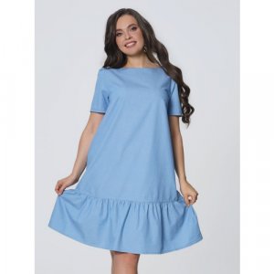 Платье, хлопок, трапециевидный силуэт, мини, размер 48, голубой With street. Цвет: голубой/светло-голубой