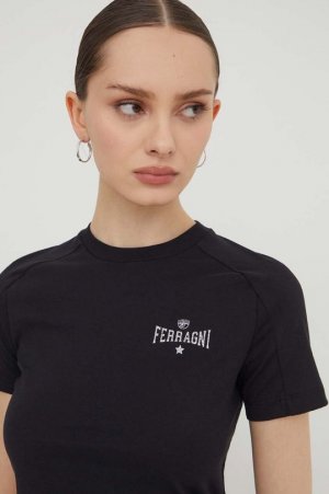 Хлопковая футболка Chiara Ferragni, черный FERRAGNI