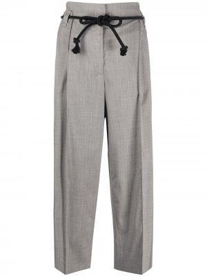 Укороченные брюки с присборенной талией Odeeh. Цвет: серый