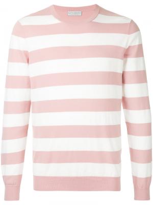 Полосатый свитер по фигуре Gieves & Hawkes. Цвет: розовый