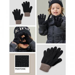 Перчатки , размер 15, бежевый, черный Happy Baby. Цвет: черный/бежевый/black