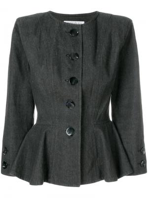 Облегающий пиджак с воланами пеплум Yves Saint Laurent Vintage. Цвет: серый