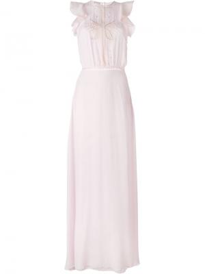 Длинное платье с рюшами Giamba. Цвет: розовый и фиолетовый