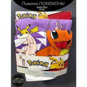 Пижама , размер 152, оранжевый Pokemon. Цвет: микс/разноцветный