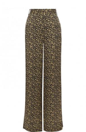 Шелковые расклешенные брюки с принтом Victoria, Victoria Beckham. Цвет: желтый