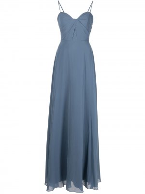 Длинное платье со сборками Marchesa Notte Bridesmaids. Цвет: синий