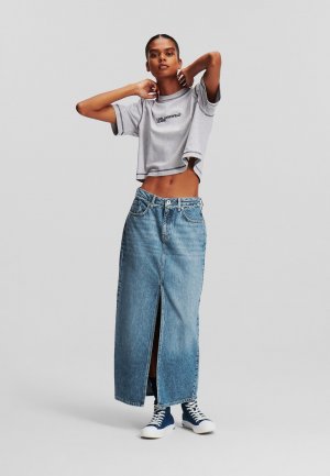 Джинсовая юбка Karl Lagerfeld Jeans ДЕТАЛИ, цвет marble mid blue