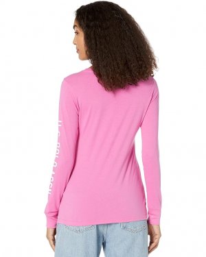 Рубашка U.S. POLO ASSN. Long Sleeve Crew Neck Graphic Tee Shirt, цвет Pink Pizazz