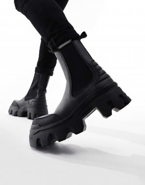 Максимальные ботинки челси из черной искусственной кожи с набивкой Asos