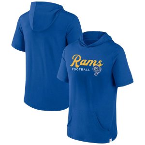 Мужской пуловер с капюшоном короткими рукавами и фирменной стратегией Royal Los Angeles Rams Offensive Fanatics