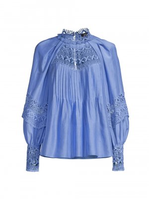 Блузка из хлопка и шелка с вышивкой Dahlia , синий Ungaro