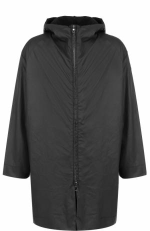 Хлопковое пальто на молнии свободного кроя с подстежкой Transit. Цвет: черный