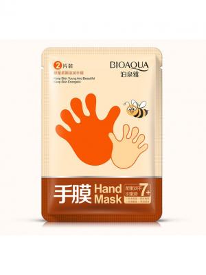 Увлажняющая маска-перчатки для рук с экстрактом мёда Bioaqua. Цвет: белый