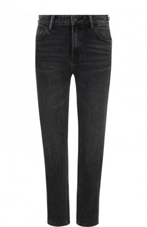 Укороченные джинсы прямого кроя с потертостями Denim X Alexander Wang. Цвет: серый