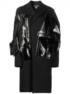 Пальто миди со вставками в виде клатча Junya Watanabe. Цвет: черный