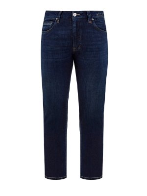 Окрашенные вручную джинсы Cortigiani 409 из денима. Цвет: синий