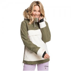 Куртка Сноубордическая Shelter Snow Jacket Burnt Olive (Us:xs) Roxy. Цвет: зеленый/белый