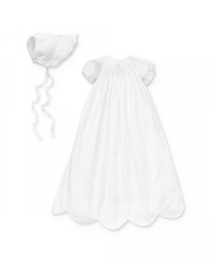 Платье для крещения с фестонами девочек и amp; Комплект чепчика - детский , цвет White Kissy