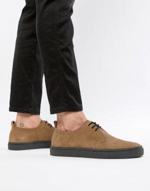 Светло-коричневые низкие замшевые туфли Linden Fred Perry. Цвет: коричневый