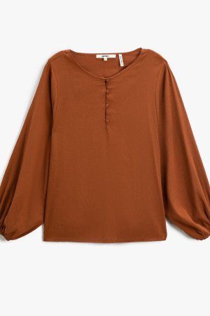 Коричневая блузка для девочки , коричневый Koton