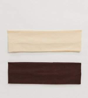 Набор из 2 широких трикотажных обручей бежевого и коричневого цвета -Мульти ASOS DESIGN