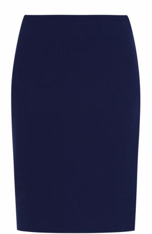 Шерстяная юбка-миди с разрезом Armani Collezioni. Цвет: синий