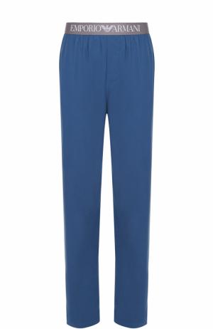 Хлопковые домашние брюки свободного кроя Emporio Armani. Цвет: синий