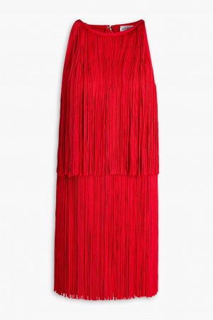 Платье мини с бахромой и повязкой, красный Hervé Léger