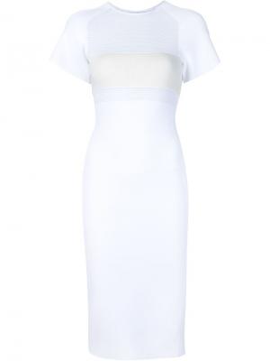 Облегающее платье с короткими рукавами Narciso Rodriguez. Цвет: белый