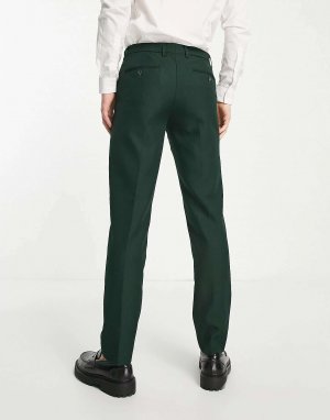 Темно-зеленые костюмные брюки узкого кроя Only & Sons. Цвет: зеленый