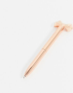 Золотисто-розовая ручка с декоративным бантом -Золотой Ted Baker
