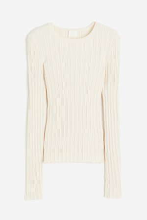 Лонгслив Rib-knit, кремовый H&M