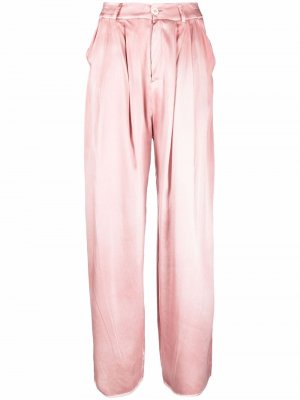 Шелковые брюки палаццо Avant Toi. Цвет: розовый