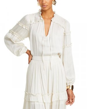 Атласная блузка с защипами , цвет Ivory/Cream AQUA
