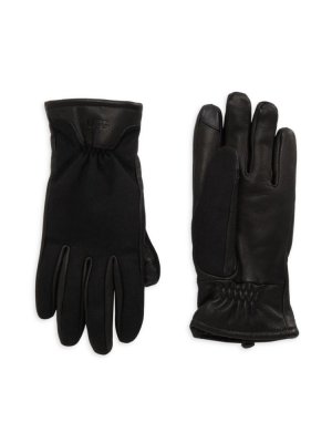 Кожаные перчатки с шерстяной отделкой Ugg, черный UGG
