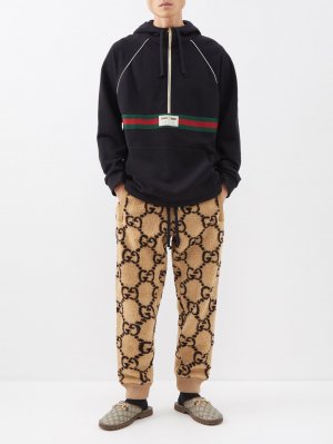 Спортивные брюки из флиса с жаккардовым узором gg , бежевый Gucci