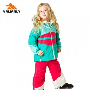 Зимний комбинезон для девочек , детские зимние лыжные костюмы, уличные комплекты, лыжная куртка, штаны, комплекты из 2 предметов девочек, сноубордические VALIANLY