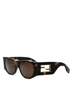 Овальные солнцезащитные очки Baguette, 54 мм , цвет Brown Fendi