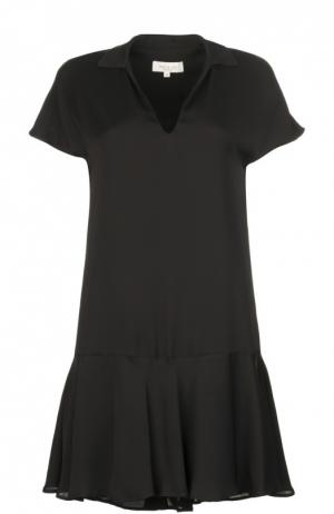 Мини-платье с глубоким V-образным вырезом и асимметричной юбкой Paul&Joe. Цвет: черный