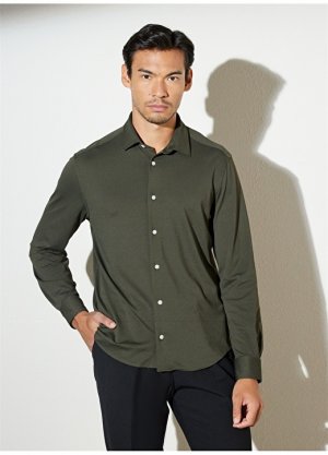 Мужская рубашка Slim Fit с классическим воротником цвета хаки Brooks Brothers