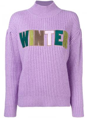 Трикотажный свитер с надписью Winter Manoush. Цвет: фиолетовый