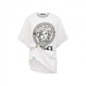 Хлопковая футболка Versace. Цвет: белый