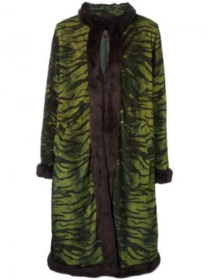 Пальто с узором под зебру Jean Paul Gaultier Vintage. Цвет: зелёный