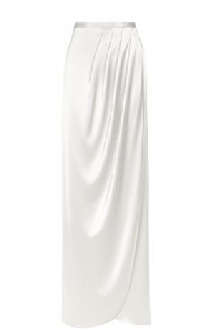 Макси-юбка асимметричного кроя с защипами St. John. Цвет: серебряный